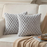 Pack of 2 Super Soft Cozy Decorative Throw Pillow Covers Fuzzy PlushCushion Cover Pillowcase for Sofa Couch Bed Livingroom 18x18 Inch Grey In Australia - Darrahopens