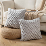 Pack of 2 Super Soft Cozy Decorative Throw Pillow Covers Fuzzy PlushCushion Cover Pillowcase for Sofa Couch Bed Livingroom 18x18 Inch Grey In Australia - Darrahopens
