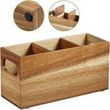 3 Compartment Wooden Utensil Caddy Organizer for Kitchen Counter - Cooking Utensil Crock for Countertop（22.9*8.9*11.4cm） In Australia - Darrahopens