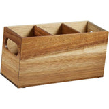 3 Compartment Wooden Utensil Caddy Organizer for Kitchen Counter - Cooking Utensil Crock for Countertop（22.9*8.9*11.4cm）