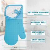 Oven Mitts and Pot Holders 4 Sets, Heat Resistant 500 ℉ Oven Mitt and Pot Holder, Long Oven Mitts with Recycled Cotton Infill and Silicone Non-Slip Surface (Blue) In Australia - Darrahopens