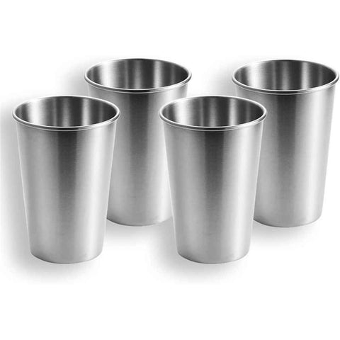 500ML Stainless Steel Pint Cup, Set of 4, Healthy Unbreakable and Stack-able, Drinking Glasses, Beer Mug for Bar, Home, Outdoor (silver) In Australia - Darrahopens