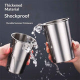 500ML Stainless Steel Pint Cup, Set of 4, Healthy Unbreakable and Stack-able, Drinking Glasses, Beer Mug for Bar, Home, Outdoor (silver) In Australia - Darrahopens
