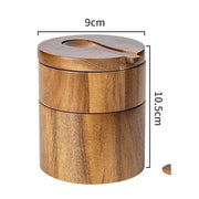 Gourmet Double Layer Swivel Salt Cellar Box, Wooden Salt Box with Swivel Lid, Double-Layer Spice Container with Magnetic Lid and Spoon In Australia - Darrahopens