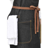 Denim Chef Apron with Pockets, Mens Womens Professional Kitchen Bib Black Apron for Cooking Grill BBQ Server, with Towel Loop and Adjustable Neck Straps In Australia - Darrahopens