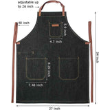 Denim Chef Apron with Pockets, Mens Womens Professional Kitchen Bib Black Apron for Cooking Grill BBQ Server, with Towel Loop and Adjustable Neck Straps In Australia - Darrahopens