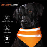 2pcs Pet reflective triangular scarf, pet snack storage mesh bag, scarf reflective cat and dog drool towel（orange M） In Australia - Darrahopens