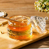 Elegant Glass   1 Wooden Dipper  Beehive Design | Perfect for Sugar, Marmalade & Jam | Durable & Stylish Multipurpose Pot with Lid（white） In Australia - Darrahopens