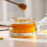 Elegant Glass   1 Wooden Dipper  Beehive Design | Perfect for Sugar, Marmalade & Jam | Durable & Stylish Multipurpose Pot with Lid（white） In Australia - Darrahopens