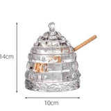Elegant Glass   1 Wooden Dipper  Beehive Design | Perfect for Sugar, Marmalade & Jam | Durable & Stylish Multipurpose Pot with Lid（white） In Australia - Darrahopens