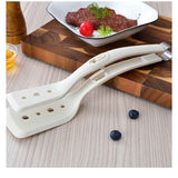 2-in-1 Silicone Spatula Tongs - Heat-Resistant Food Turner & Tongs for Flipping Fish, Steak, Pancakes - Non-Scratch, (white) In Australia - Darrahopens