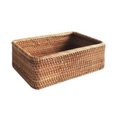 Rattan Storage Baskets Rectangle Woven Bread Basket Rectangular Wicker Serving Organizer Tray Rattan Fruit Basket, Stackable Wicker Organizer（20*14*7cm） In Australia - Darrahopens