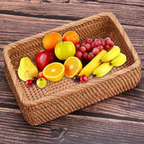 Rattan Storage Baskets Rectangle Woven Bread Basket Rectangular Wicker Serving Organizer Tray Rattan Fruit Basket, Stackable Wicker Organizer（20*14*7cm） In Australia - Darrahopens