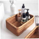 Rattan Storage Baskets Rectangle Woven Bread Basket Rectangular Wicker Serving Organizer Tray Rattan Fruit Basket, Stackable Wicker Organizer（20*14*7cm） In Australia - Darrahopens