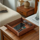 Tray desktop storage rack, detachable 2 compartments tray bedside dressing table bedside table desktop storage board, brown In Australia - Darrahopens