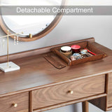 Tray desktop storage rack, detachable 2 compartments tray bedside dressing table bedside table desktop storage board, brown In Australia - Darrahopens