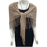 Women's Fringe Shrug Sweaters Shawl Front Warp Cardigan Hollow Out Knitted Shawl Wraps（khaki） In Australia - Darrahopens