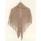 Women's Fringe Shrug Sweaters Shawl Front Warp Cardigan Hollow Out Knitted Shawl Wraps（khaki） In Australia - Darrahopens