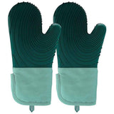 a pair of Silicone insulated gloves for microwave oven, heat-resistant kitchen, thick microwave oven baking gloves, (Green) In Australia - Darrahopens
