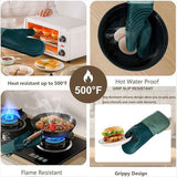 a pair of Silicone insulated gloves for microwave oven, heat-resistant kitchen, thick microwave oven baking gloves, (Green) In Australia - Darrahopens