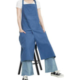 Hanging neck canvas apron long style Pottery Apron with Split Leg, Long Unisex Artist Aprons with 3 Pockets for Ceramics & Clay（ Blue) In Australia - Darrahopens