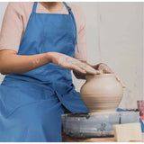 Hanging neck canvas apron long style Pottery Apron with Split Leg, Long Unisex Artist Aprons with 3 Pockets for Ceramics & Clay（ Blue) In Australia - Darrahopens