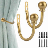 Curtain Holdbacks, Curtain Hooks for Drapes with Screws Wall Mounted Gold Ball Finials Curtain Tiebacks (2pcs)golden In Australia - Darrahopens