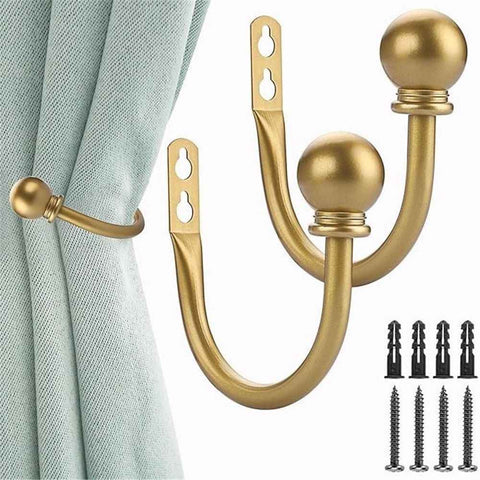 Curtain Holdbacks, Curtain Hooks for Drapes with Screws Wall Mounted Gold Ball Finials Curtain Tiebacks (2pcs)golden In Australia - Darrahopens