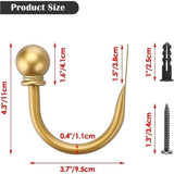 Curtain Holdbacks, Curtain Hooks for Drapes with Screws Wall Mounted Gold Ball Finials Curtain Tiebacks (2pcs)golden In Australia - Darrahopens