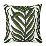 Farmhouse Floral Leaves Embroidered Decorative Throw Pillow Cover 18x18 inches, Boho Tufted Flowers Pattern Chic Cotton Cushion Case for Couch Bed Sofa Living Room（Green Palm Leaves） In Australia - Darrahopens