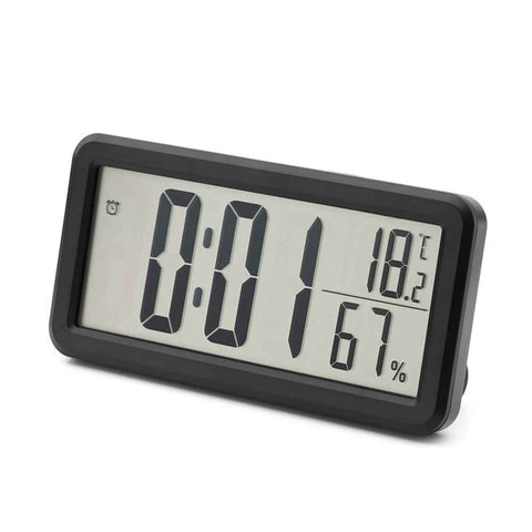Digital Alarm Clock, Portable Black LCD with Temperature & Humidity Display, Wall Mountable, Ideal for Dorm or Desktop Use In Australia - Darrahopens