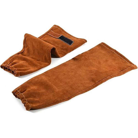 a pair of Leather Welding Work Sleeves for Men&Women - Heat&Flame Resistant Arm Protection with  Stitching and Cotton Lining In Australia - Darrahopens