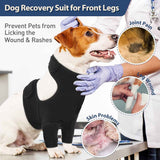Dog Recovery Suit for Front Legs, Adjustable Dog Leg Sleeves to Stop Licking, Dogs Elbow Braces Protector for Leg Injuries Shoulder Wound,Black,L In Australia - Darrahopens
