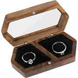 Wooden Ring Box Transparent Lid Couple Rings Box for Engagement Wedding Box Two Slots Small Jewelry Box for Stud Earrings Bracelet Necklace（black） In Australia - Darrahopens