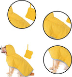 Dog Raincoat, Adjustable Dog Rain Jacket Clear Hooded Double Layer, Waterproof Poncho with Reflective Strip Straps and Storage Pocket for Small Medium Large Puppies(M) In Australia - Darrahopens