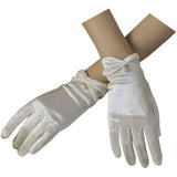 Elegant satin gloves for weddings and brides - Short wrist satin gloves for opera and dinner parties, shopping guide counter accessories display gloves（white） In Australia - Darrahopens