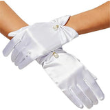 Elegant satin gloves for weddings and brides - Short wrist satin gloves for opera and dinner parties, shopping guide counter accessories display gloves（white）