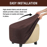 Velvet Round  Covers Footstool Protector Covers Storage Stool Covers Stretch with Elastic Bottom, Feature Velvet  Fabric (small, brown) In Australia - Darrahopens