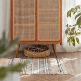 Bohemian Rugs- Cotton Braided Black and White Rug Decorative Hand Woven Front Porch Doormat with Tassel（Black and white tassel） In Australia - Darrahopens