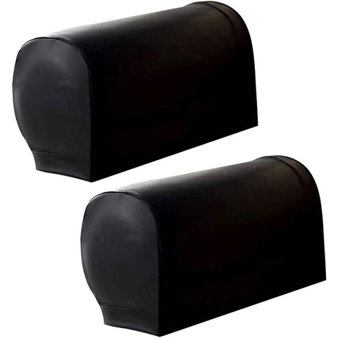 Waterproof Faux Pu Leather Armrest Covers Vintage Stretch Arm Covers for Chairs Couch Sofa Armchair Slipcovers for Recliner Sofa 2pcs,Black In Australia - Darrahopens
