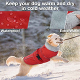 Warm Dog Coat Waterproof Dog Jacket Reflective Vest with Adjustable Buckle Hook & Loop, Windproof Winter Jacket Dogs Coats for Small Medium Large Dogs, Red,L In Australia - Darrahopens
