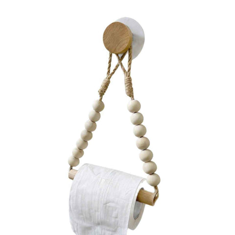 Rope Toilet Paper Holder, Wood Bead Hemp Rope Towel Holder, 2 Pcs Wall Mount Boho Toilet Tissue Holder No-Drill Bathroom Towel Holder In Australia - Darrahopens