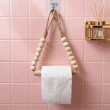 Rope Toilet Paper Holder, Wood Bead Hemp Rope Towel Holder, 2 Pcs Wall Mount Boho Toilet Tissue Holder No-Drill Bathroom Towel Holder In Australia - Darrahopens