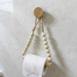 Rope Toilet Paper Holder, Wood Bead Hemp Rope Towel Holder, 2 Pcs Wall Mount Boho Toilet Tissue Holder No-Drill Bathroom Towel Holder In Australia - Darrahopens