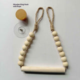 Rope Toilet Paper Holder, Wood Bead Hemp Rope Towel Holder, 2 Pcs Wall Mount Boho Toilet Tissue Holder No-Drill Bathroom Towel Holder In Australia - Darrahopens