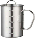 Stainless Steel Camping Cup, 500ml Fireproof Metal Cup with Lid and Foldable Handle, High Temperature Direct Heating, Great for Backpacking In Australia - Darrahopens