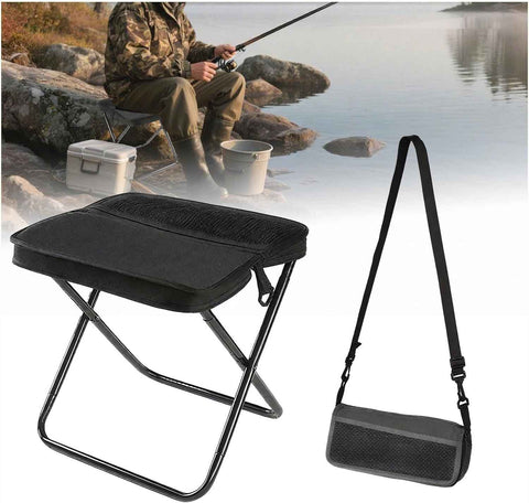 Portable Stool for Mountaineering and Hiking, Lightweight Foldable Stool with Carrying Bag, Outdoor Footstool for Picnic Hiking Fishing (BLack, Small) In Australia - Darrahopens