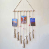 Hanging Photo Display Wall Decor - Handwoven Boho Picture Collage Decor Hanger with 8Wooden Clips & Cotton String Holder Organizer for Bedroom, Living Room, Home, Dorm, Gift In Australia - Darrahopens