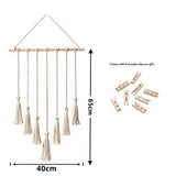 Hanging Photo Display Wall Decor - Handwoven Boho Picture Collage Decor Hanger with 8Wooden Clips & Cotton String Holder Organizer for Bedroom, Living Room, Home, Dorm, Gift In Australia - Darrahopens