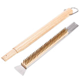 Pizza Oven Brush with Scraper Pizza Oven Brush with Scraper,Copper Wire Pizza Brush with Wood Handle, Portable Pizza Scraper, Outdoor Pizza Oven Accessories In Australia - Darrahopens